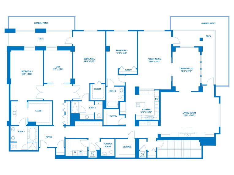 El Dorado - 4,212 square feet - 3 Bed, 3.5 Bath + Den 2D floor plan. 